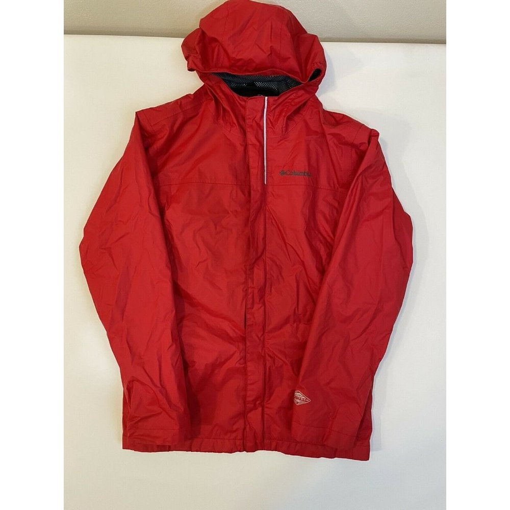 Columbia Boys Watertight II Rain Jacket Red Hooded Zipper Pockets Mesh L NWOT